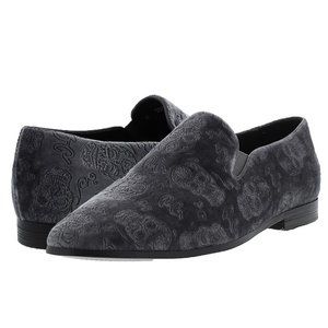 NEW Robert Graham Renegade Velvet Loafer!  8.5  Gray  Venetian Embossed Skulls